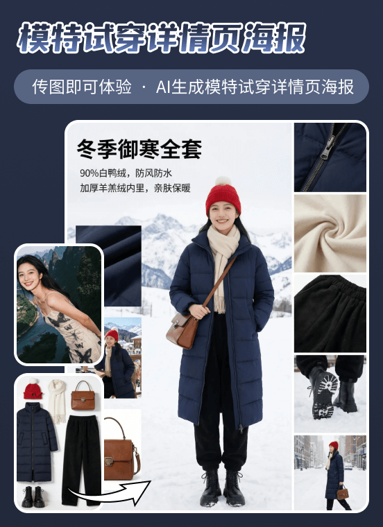 模特试穿详情页海报